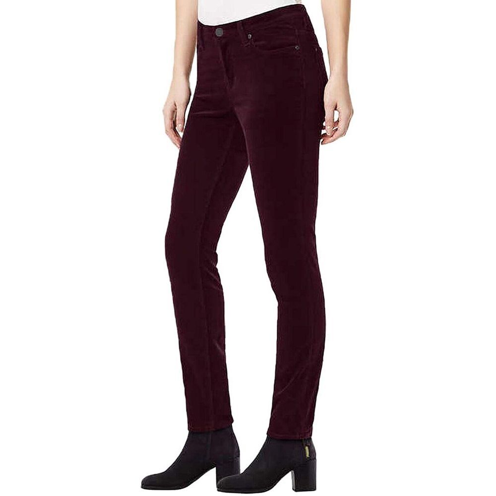 Buffalo David Bitton Velvet Manhattan Mid Rise Skinny Stretch Jeans 26 Merlot